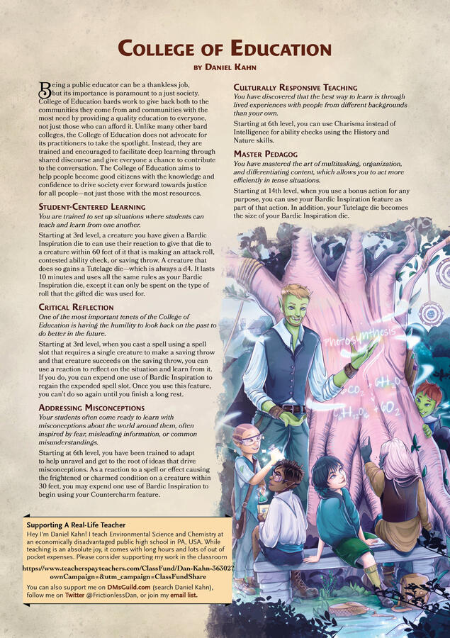 College of Education Bard Subclass